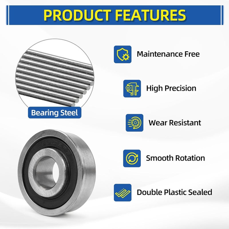 GICOOL 1/2" Deep Groove Ball Bearing, 13x35x13mm Bore Sealed Flanged Steel Bearings Replacement for Wheelbarrow, Lawn Mower, Hand Truck, Garden Cart Tire and Wheels, 4 Pack - Image 5